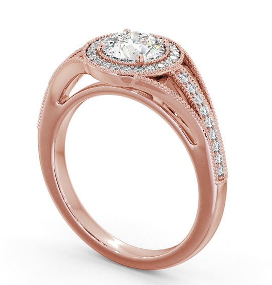 Halo Round Diamond Unique Vintage Design Engagement Ring 18K Rose Gold ENRD179_RG_THUMB1 