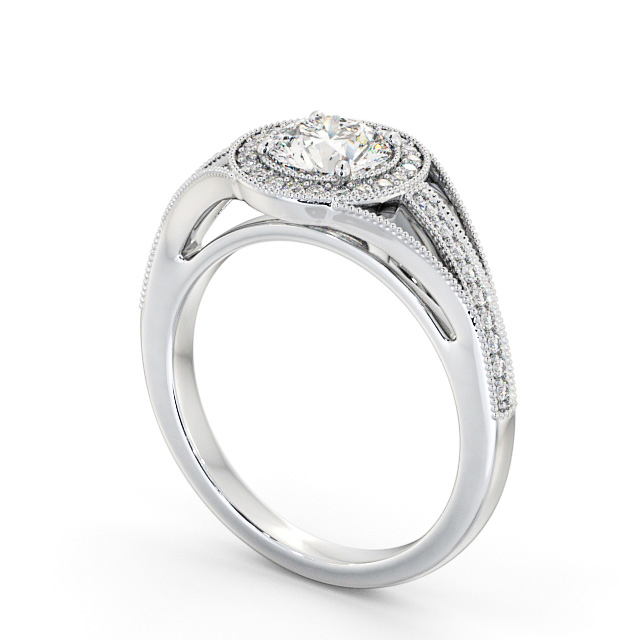 Halo Round Diamond Engagement Ring 9K White Gold - Tabor ENRD179_WG_SIDE