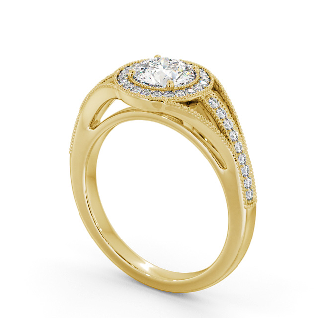 Halo Round Diamond Engagement Ring 18K Yellow Gold - Tabor ENRD179_YG_SIDE