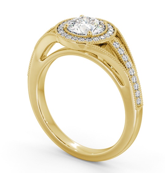 Halo Round Diamond Unique Vintage Design Engagement Ring 18K Yellow Gold ENRD179_YG_THUMB1 