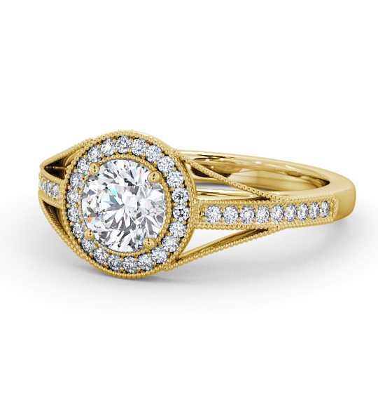  Halo Round Diamond Engagement Ring 18K Yellow Gold - Tabor ENRD179_YG_THUMB2 