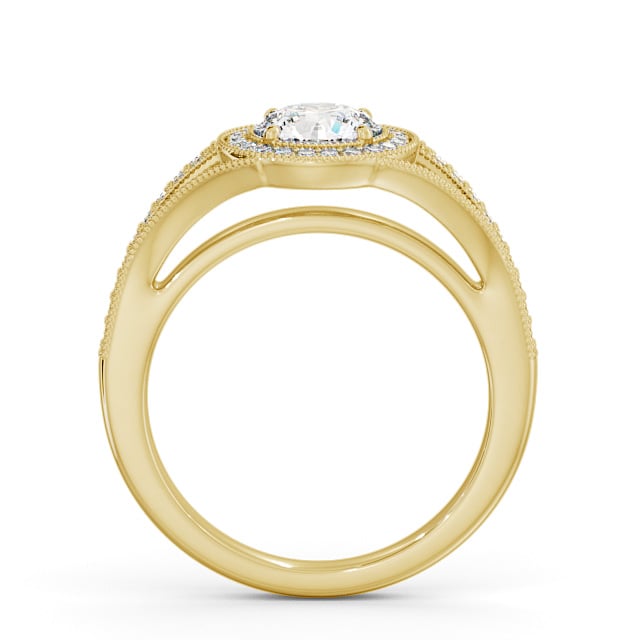 Halo Round Diamond Engagement Ring 9K Yellow Gold - Tabor ENRD179_YG_UP