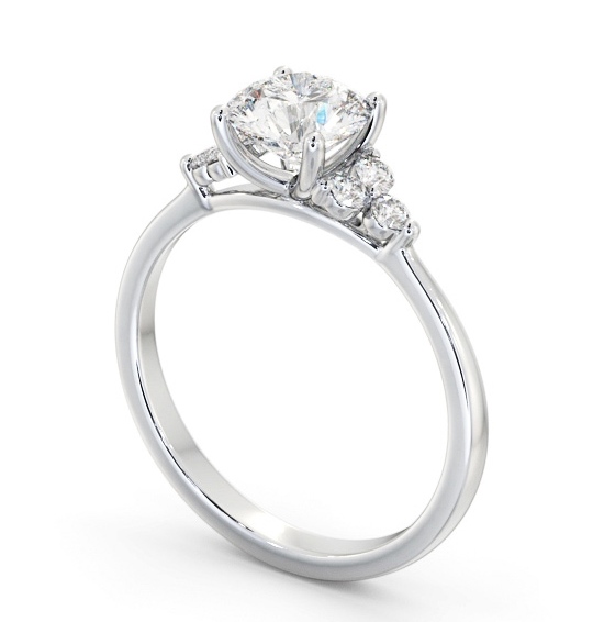 Round Diamond Engagement Ring Platinum Solitaire with Three Round Diamonds On Each Side ENRD179S_WG_THUMB1