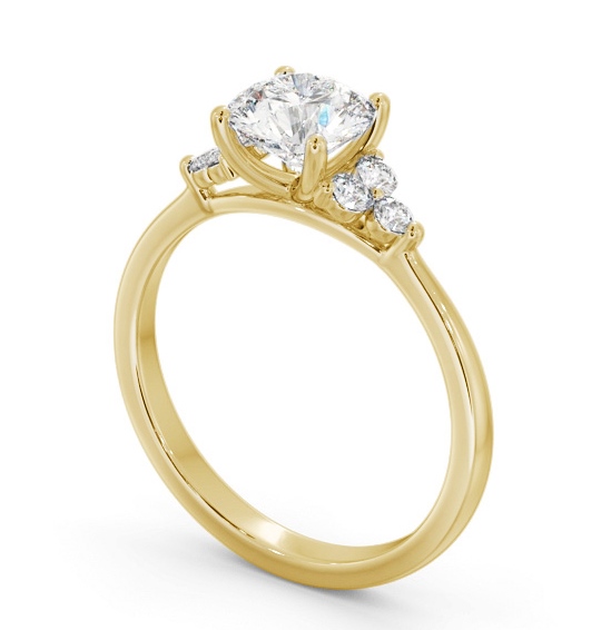 Round Diamond Engagement Ring 9K Yellow Gold Solitaire with Three Round Diamonds On Each Side ENRD179S_YG_THUMB1