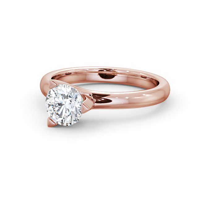 Round Diamond Engagement Ring 9K Rose Gold Solitaire - Vassa ENRD17_RG_FLAT