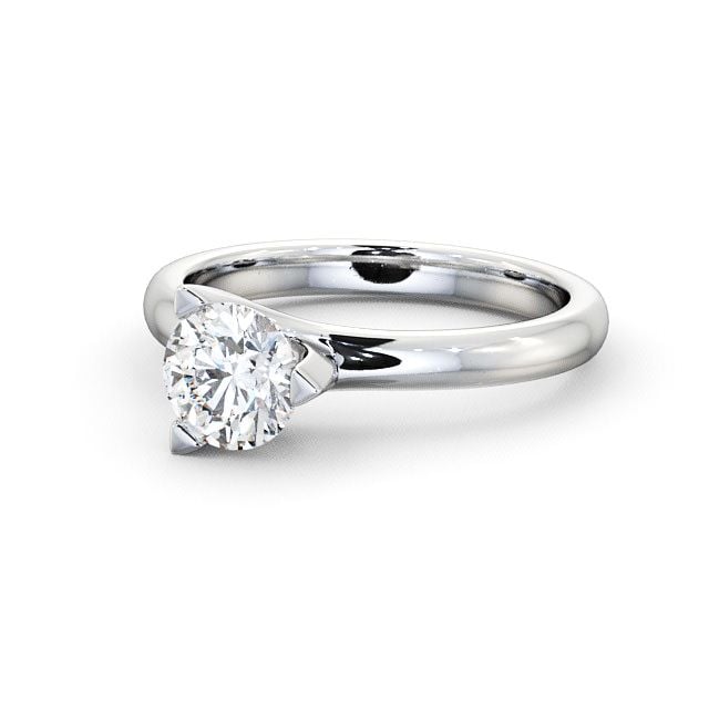 Round Diamond Engagement Ring 18K White Gold Solitaire - Vassa ENRD17_WG_FLAT