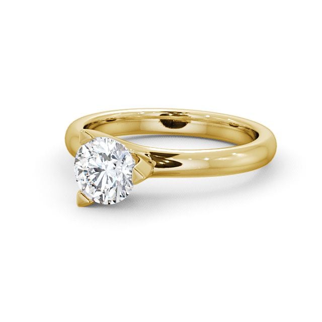 Round Diamond Engagement Ring 9K Yellow Gold Solitaire - Vassa ENRD17_YG_FLAT