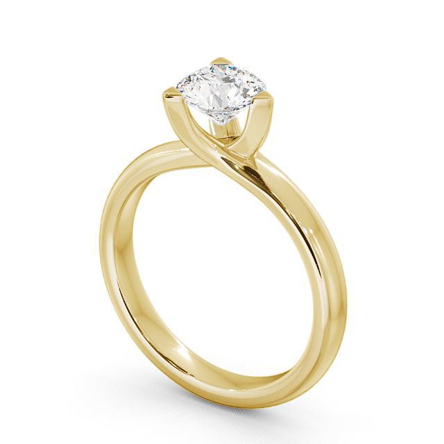 Round Diamond Engagement Ring 18K Yellow Gold Solitaire - Vassa