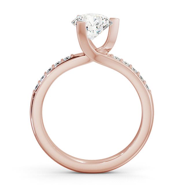 Round Diamond Engagement Ring 18K Rose Gold Solitaire With Side Stones - Leire ENRD17S_RG_UP