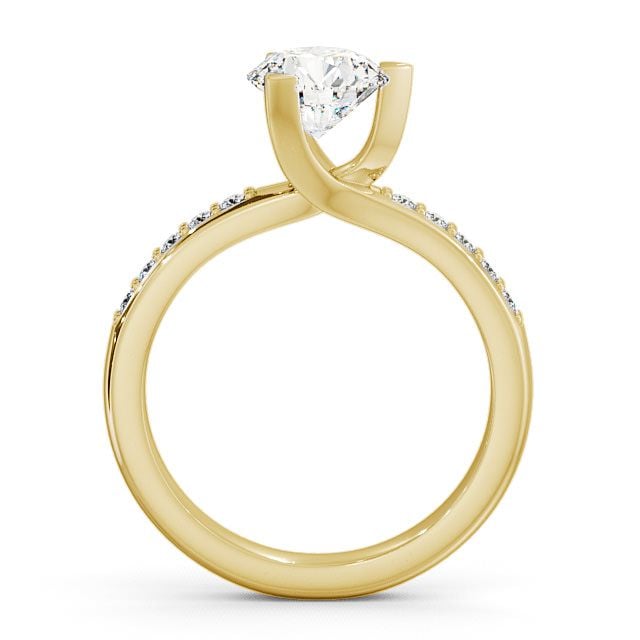 Round Diamond Engagement Ring 18K Yellow Gold Solitaire With Side Stones - Leire ENRD17S_YG_UP