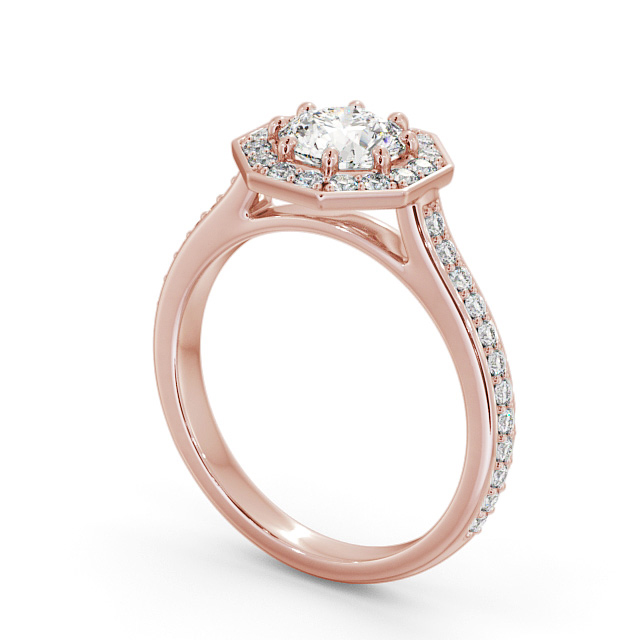 Halo Round Diamond Engagement Ring 18K Rose Gold - Roberta ENRD180_RG_SIDE