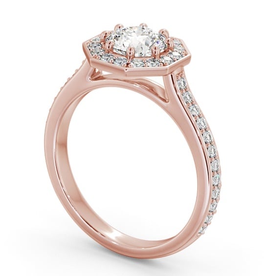 Halo Round Diamond Octagon Design Engagement Ring 18K Rose Gold ENRD180_RG_THUMB1