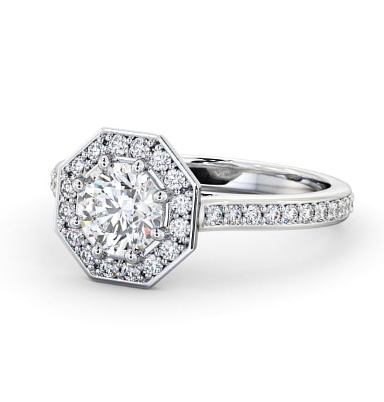  Halo Round Diamond Engagement Ring 18K White Gold - Roberta ENRD180_WG_THUMB2 