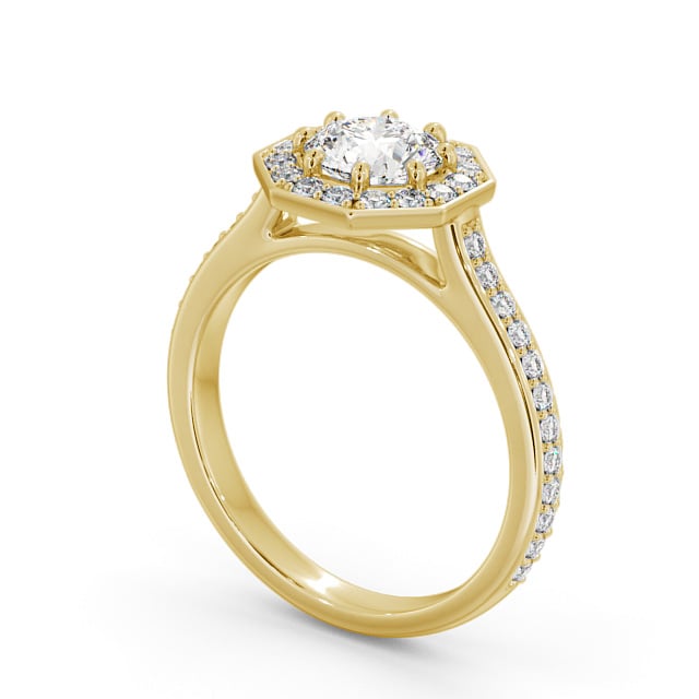 Halo Round Diamond Engagement Ring 9K Yellow Gold - Roberta ENRD180_YG_SIDE