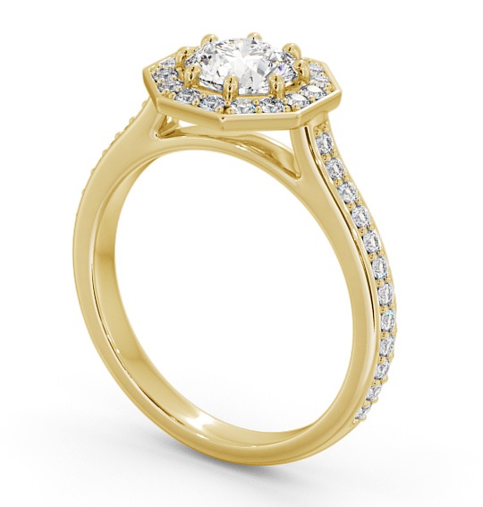 Halo Round Diamond Octagon Design Engagement Ring 9K Yellow Gold ENRD180_YG_THUMB1