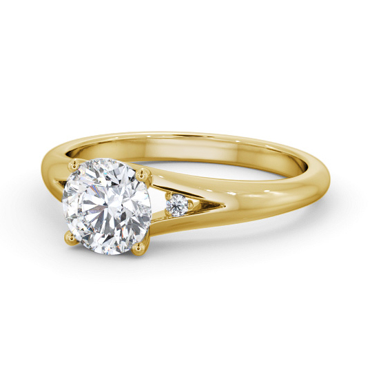 Renson Round Diamond Engagement Ring Side Stones Split Band ENRD180S_YG_THUMB2 