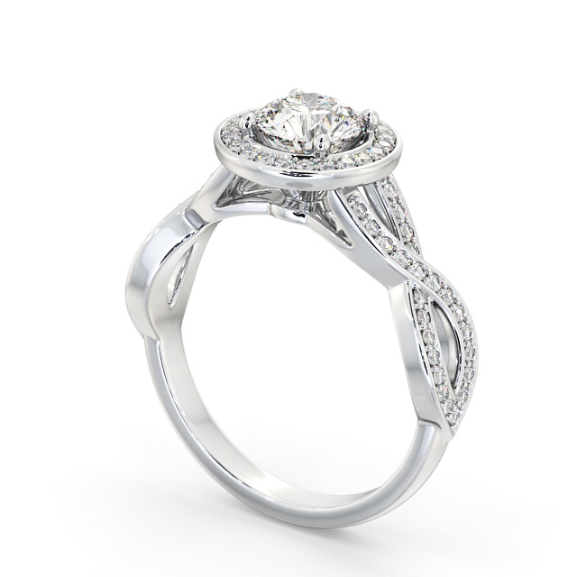 Halo Round Diamond Engagement Ring Platinum - Mualla ENRD181_WG_SIDE