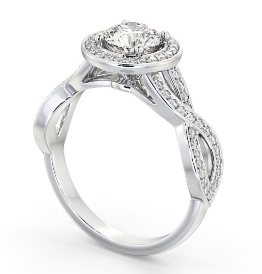 Halo Round Diamond Engagement Ring 18K White Gold - Mualla ENRD181_WG_THUMB1