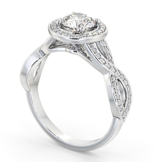 Halo Round Diamond Crossover Band Engagement Ring Palladium ENRD181_WG_THUMB1