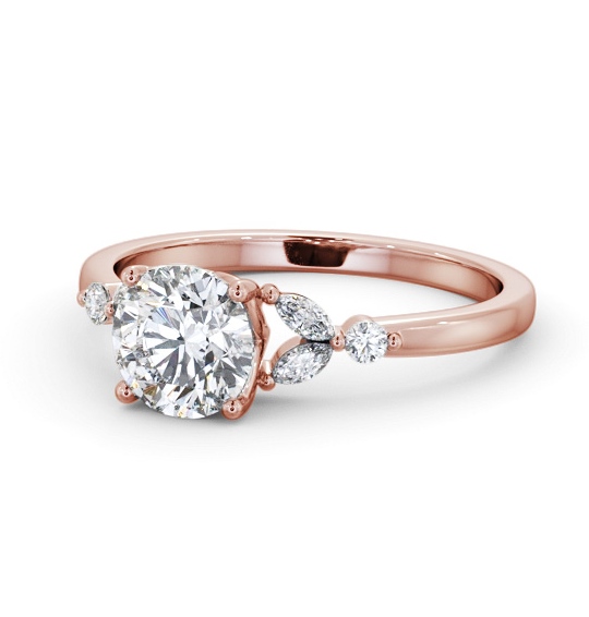  Round Diamond Engagement Ring 18K Rose Gold Solitaire With Side Stones - Debdale ENRD181S_RG_THUMB2 