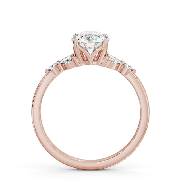 Round Diamond Engagement Ring 18K Rose Gold Solitaire With Side Stones - Debdale ENRD181S_RG_UP