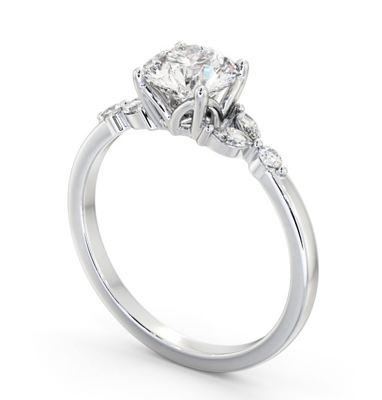 Round Diamond Engagement Ring Palladium Solitaire with Marquise and Round Diamonds On Each Side ENRD181S_WG_THUMB1 