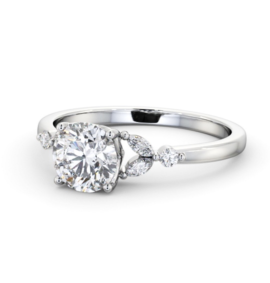  Round Diamond Engagement Ring Platinum Solitaire With Side Stones - Debdale ENRD181S_WG_THUMB2 