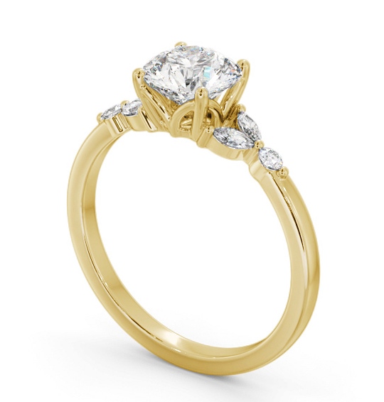  Round Diamond Engagement Ring 18K Yellow Gold Solitaire With Side Stones - Debdale ENRD181S_YG_THUMB1 