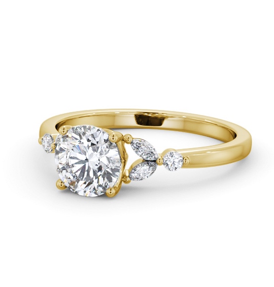  Round Diamond Engagement Ring 18K Yellow Gold Solitaire With Side Stones - Debdale ENRD181S_YG_THUMB2 