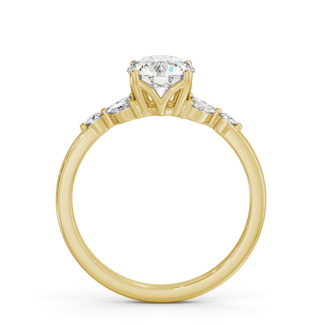 Round Diamond Engagement Ring 18K Yellow Gold Solitaire With Side Stones - Debdale ENRD181S_YG_UP