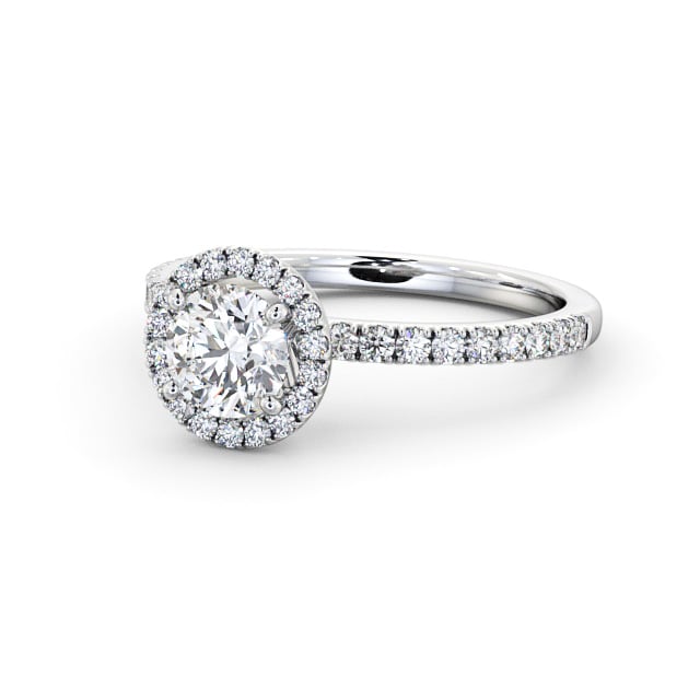 Halo Round Diamond Engagement Ring 9K White Gold - Lolie ENRD182_WG_FLAT