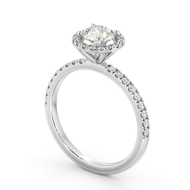 Halo Round Diamond Engagement Ring Platinum - Lolie ENRD182_WG_SIDE