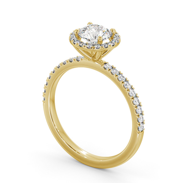 Halo Round Diamond Engagement Ring 9K Yellow Gold - Lolie ENRD182_YG_SIDE