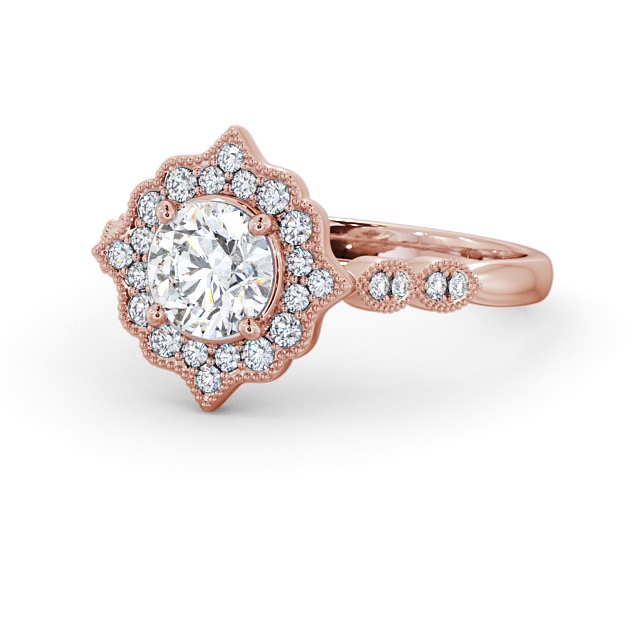 Halo Round Diamond Engagement Ring 18K Rose Gold - Chadwell ENRD183_RG_FLAT