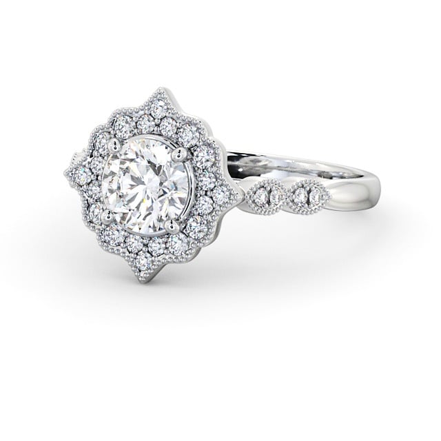 Halo Round Diamond Engagement Ring 9K White Gold - Chadwell ENRD183_WG_FLAT