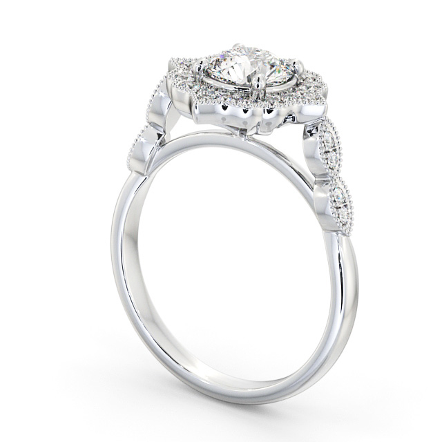 Halo Round Diamond Engagement Ring Platinum - Chadwell ENRD183_WG_SIDE
