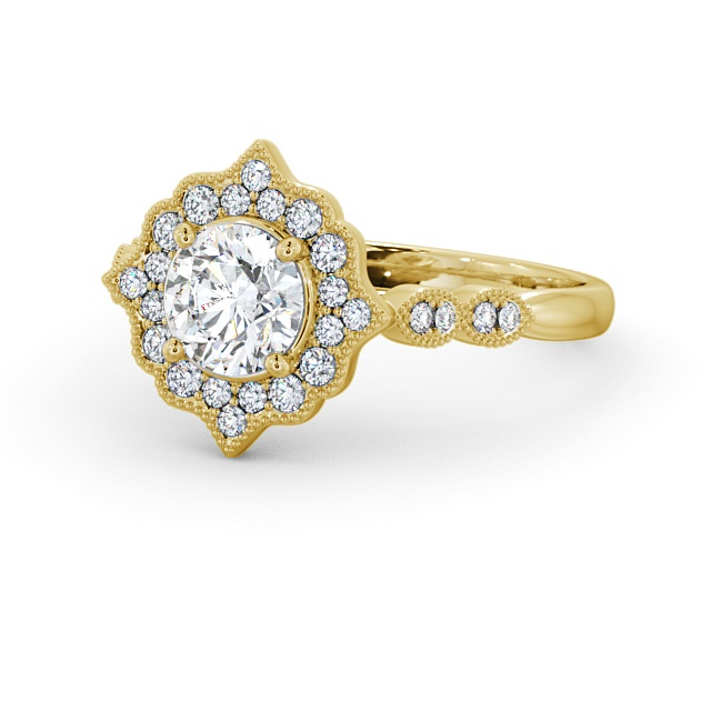 Halo Round Diamond Engagement Ring 18K Yellow Gold - Chadwell ENRD183_YG_FLAT