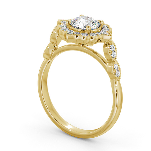 Halo Round Diamond Engagement Ring 9K Yellow Gold - Chadwell ENRD183_YG_SIDE