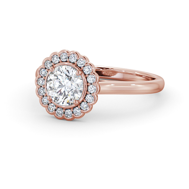 Halo Round Diamond Engagement Ring 18K Rose Gold - Bartley ENRD184_RG_FLAT