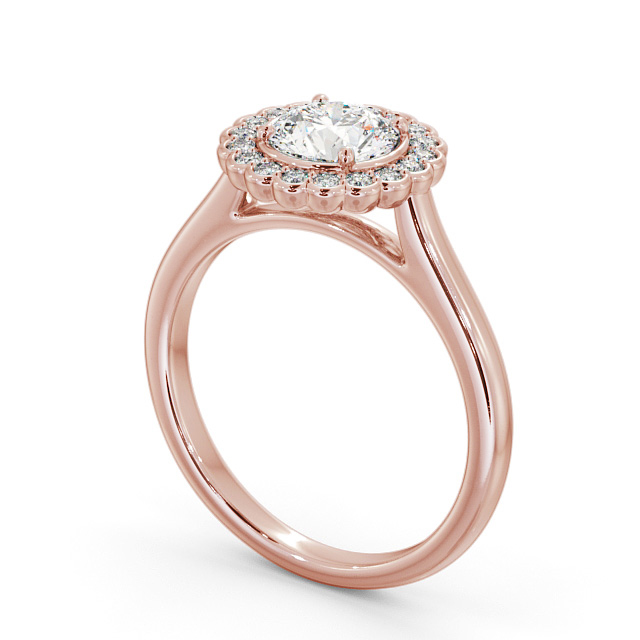 Halo Round Diamond Engagement Ring 18K Rose Gold - Bartley ENRD184_RG_SIDE