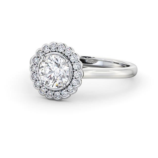 Halo Round Diamond Engagement Ring Platinum - Bartley ENRD184_WG_FLAT