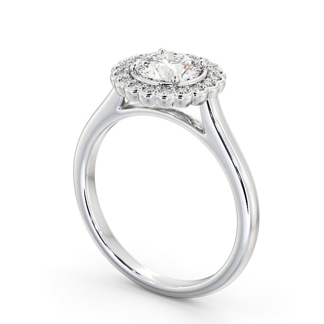 Halo Round Diamond Engagement Ring Palladium - Bartley ENRD184_WG_SIDE