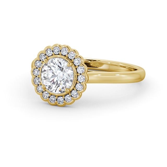 Halo Round Diamond Engagement Ring 9K Yellow Gold - Bartley ENRD184_YG_FLAT