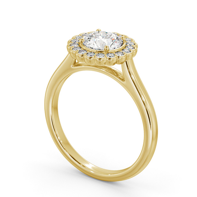 Halo Round Diamond Engagement Ring 18K Yellow Gold - Bartley ENRD184_YG_SIDE
