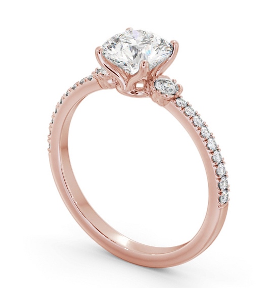 Round Diamond Engagement Ring 18K Rose Gold Solitaire With Side Stones - Alburgh ENRD184S_RG_THUMB1