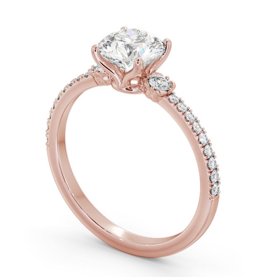 Round Diamond Traditional Engagement Ring 9K Rose Gold Solitaire with Channel Set Side Stones ENRD184S_RG_THUMB1