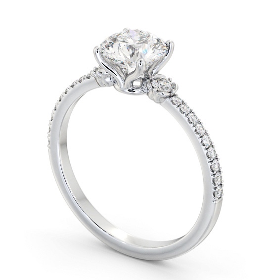 Round Diamond Traditional Engagement Ring Platinum Solitaire with Channel Set Side Stones ENRD184S_WG_THUMB1