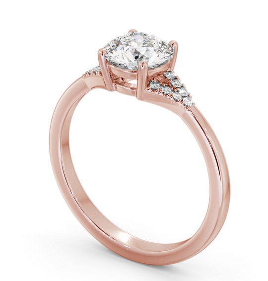 Round Diamond Engagement Ring 9K Rose Gold Solitaire with a V Pattern Of Side Stones ENRD185S_RG_THUMB1