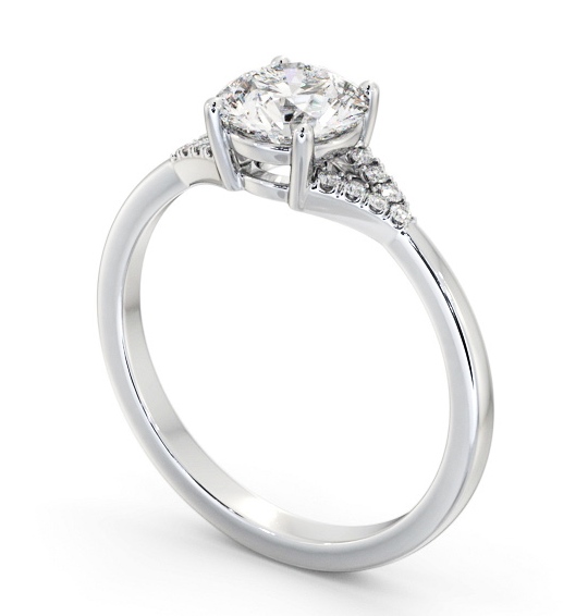 Round Diamond Engagement Ring Palladium Solitaire with a V Pattern Of Side Stones ENRD185S_WG_THUMB1