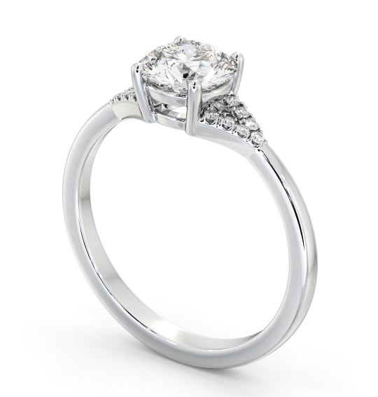 Round Diamond Engagement Ring 18K White Gold Solitaire with a V Pattern Of Side Stones ENRD185S_WG_THUMB1 